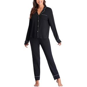 Button Up Long Sleeve Pajama Set for Women Pjs Set Sleep Wear Ladies